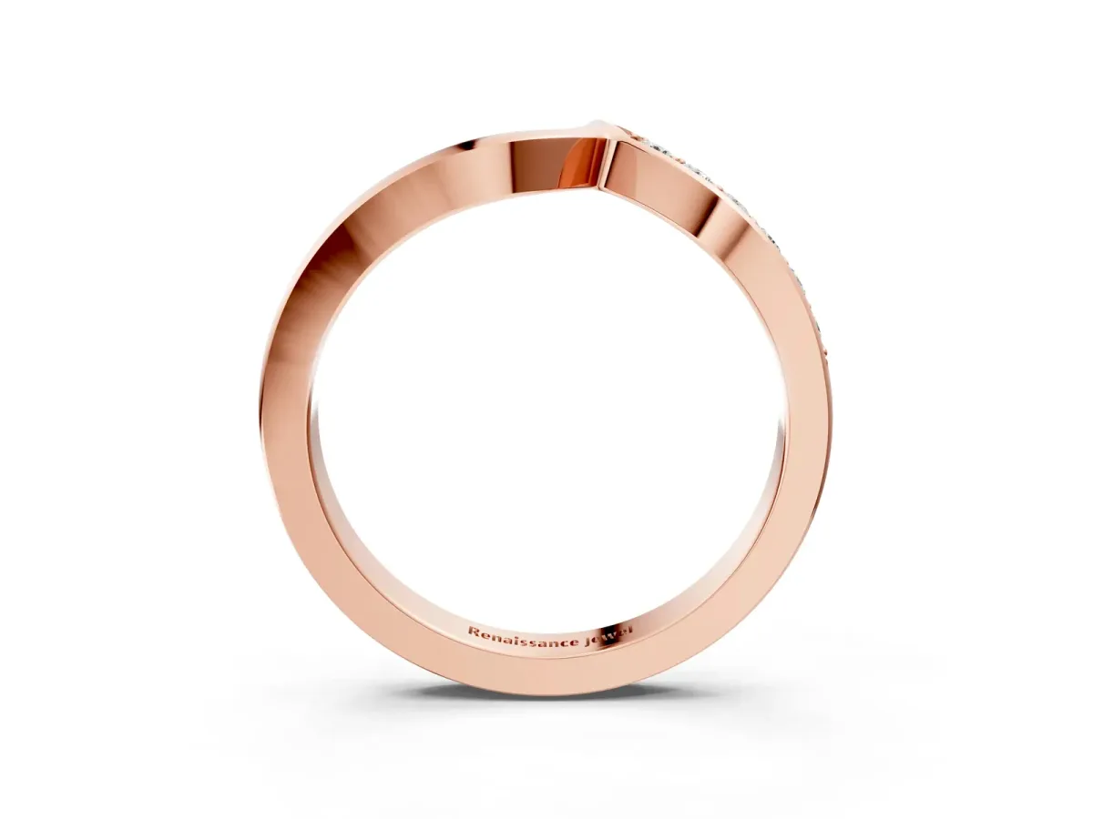Chevron Diamond Pavé Twist Band Rose gold