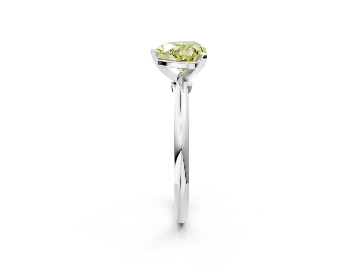 Fancy Yellow Heart Cut Diamond Solitaire Ring with Six-Prong Setting and Classic Band Silver