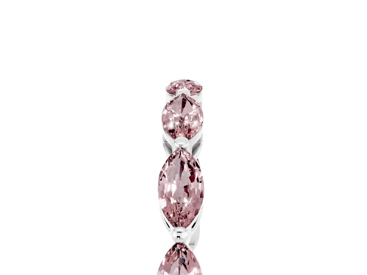 Marquise Morganite Eternity Band with U-Prong Setting Silver