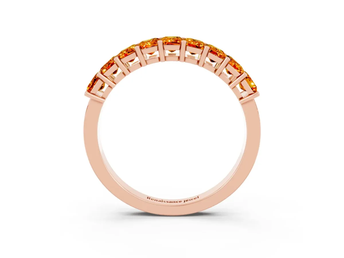 Emerald Cut Citrine Prong-Set Eternity Band Rose gold