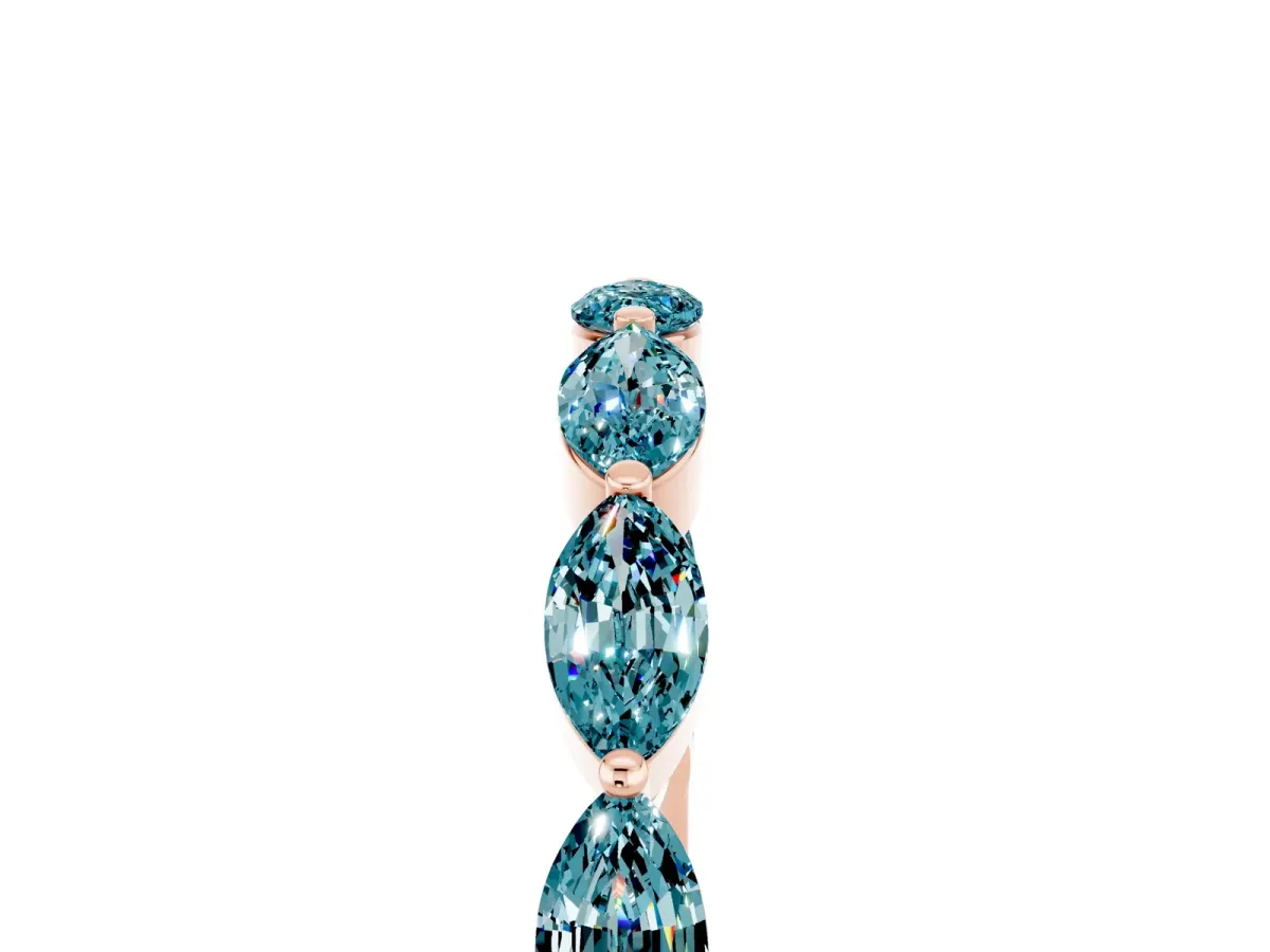 Marquise Blue Topaz Half Eternity Band with Prong Setting Rose gold