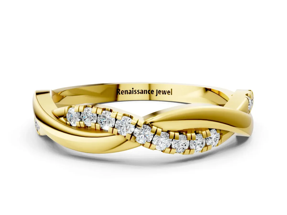Twisted Pavé Round Diamond Infinity Band Yellow gold