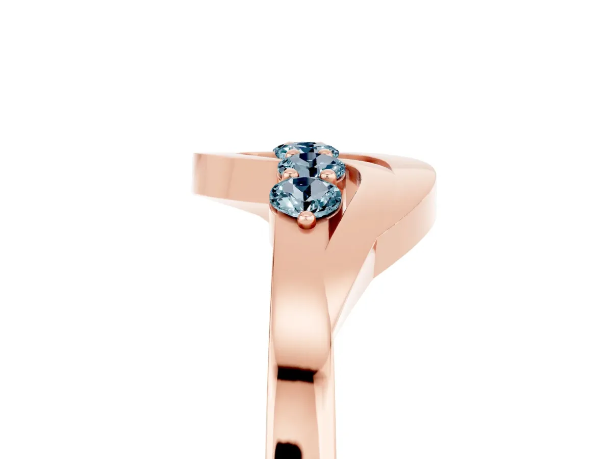 Five-Stone Round Aquamarine Crossover Band with Prong Setting Rose gold