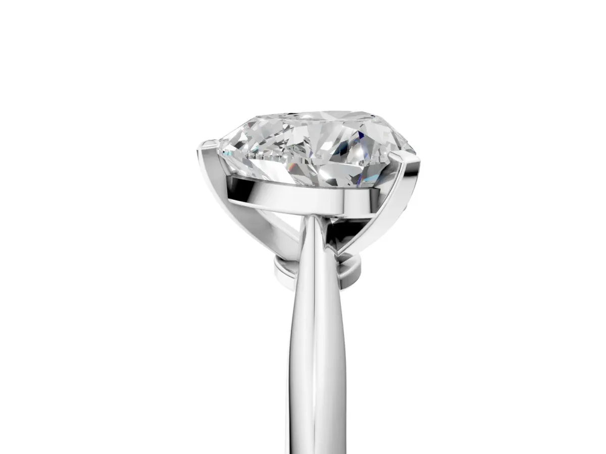 Heart Cut Diamond Solitaire Engagement Ring with Classic Band and Four-Prong Setting Silver