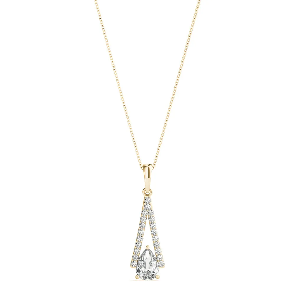 Pavé Marquise Prong Pendant Yellow gold