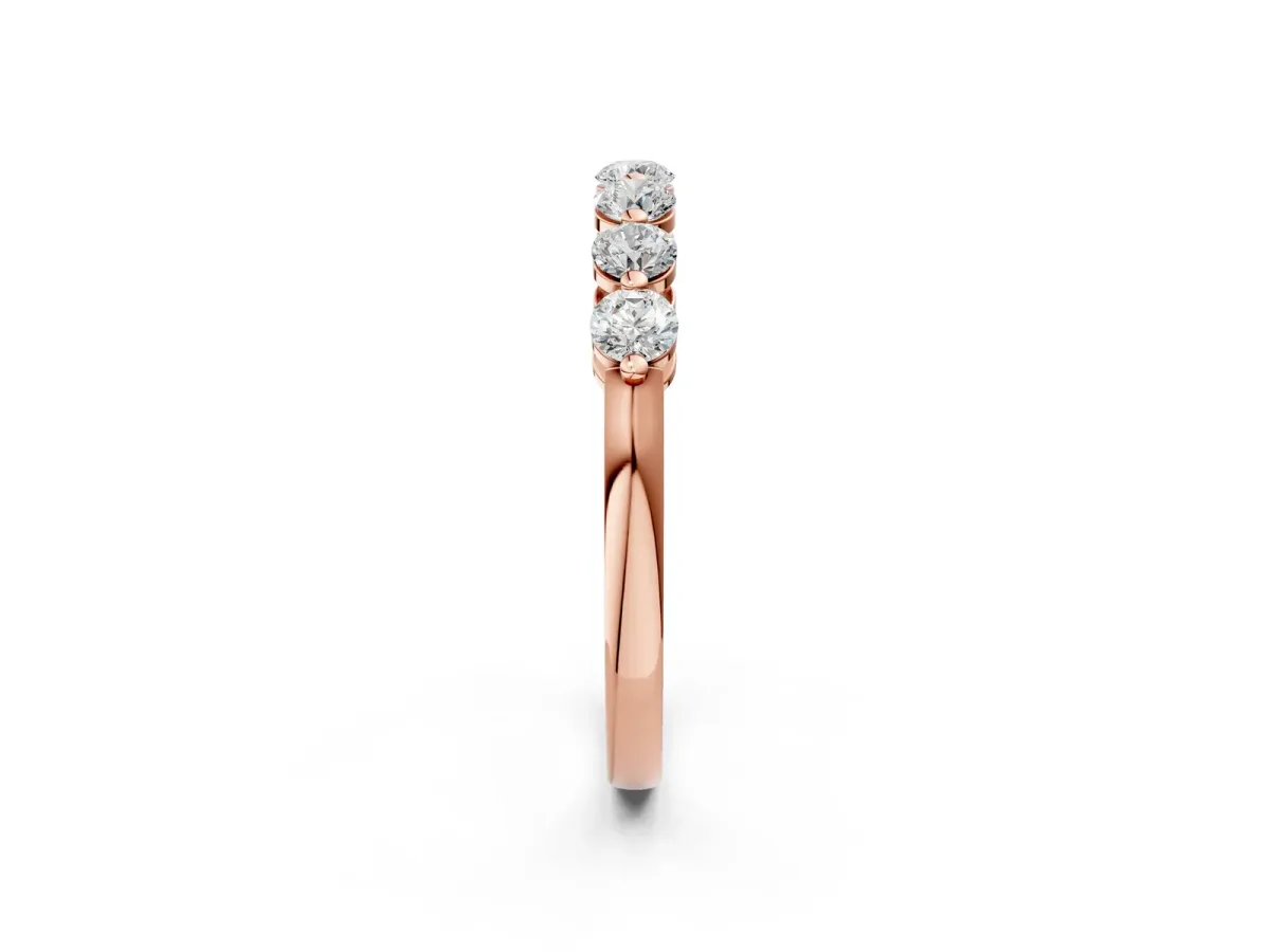 Round Cut Diamond Prong Set Half Eternity Band Rose gold
