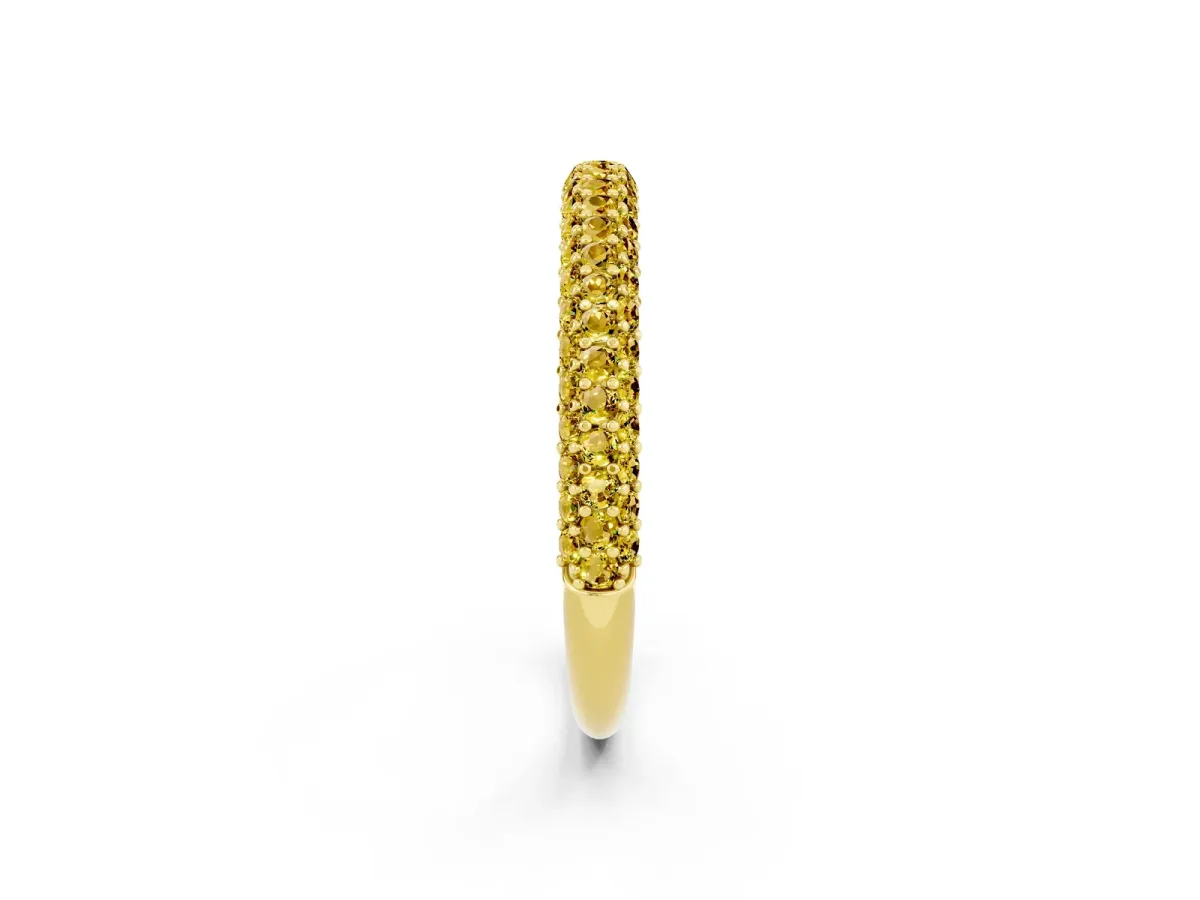 Round Yellow Sapphire Pavé Eternity Band with Shared Prong Setting Yellow gold