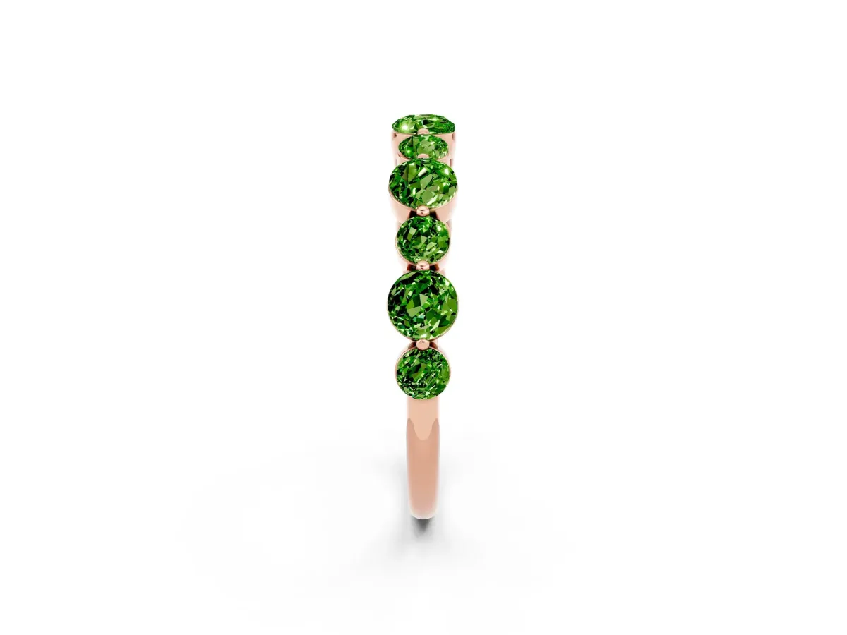 Round Peridot Scalloped Prong Set Eternity Band Rose gold