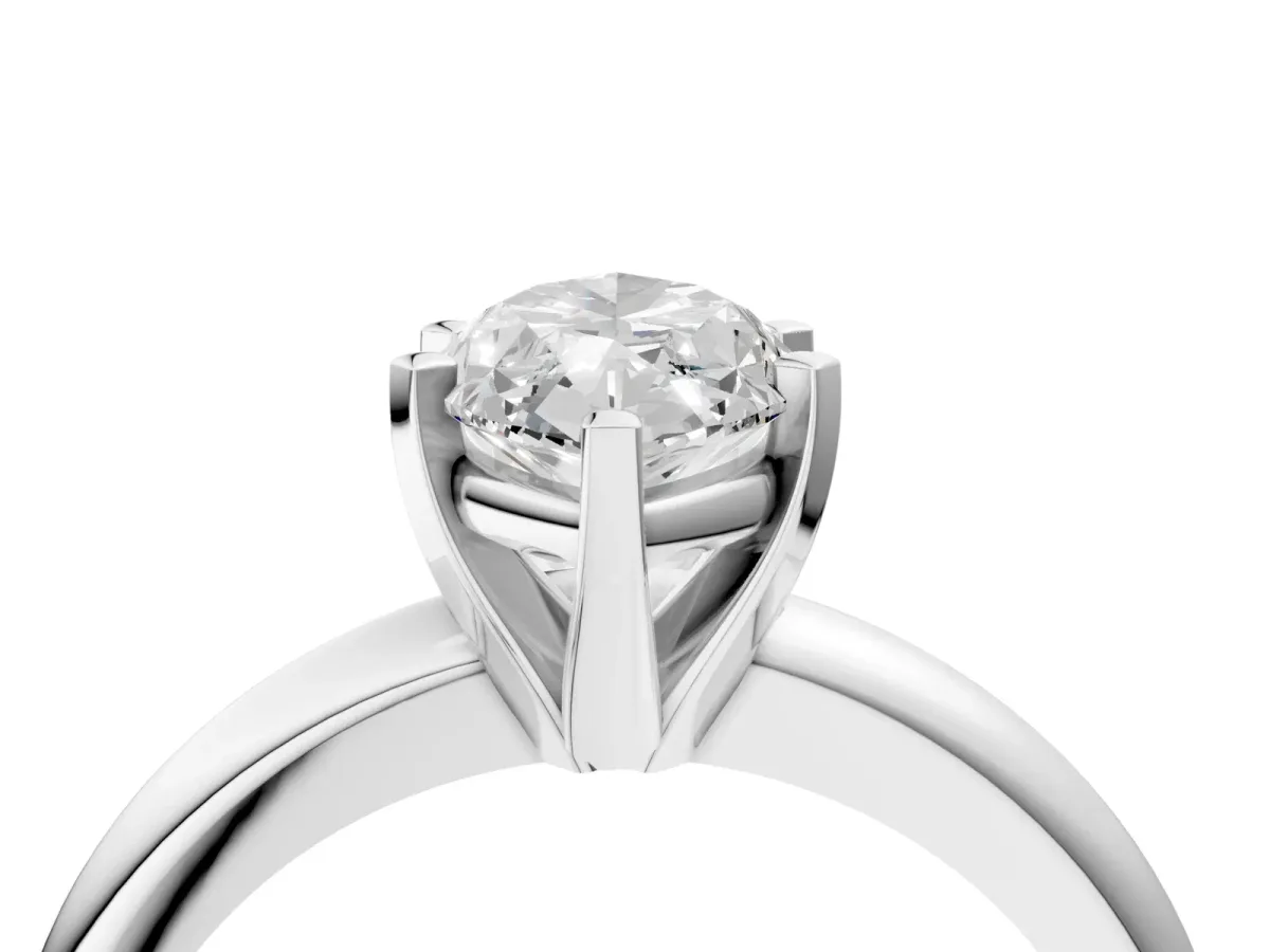 Marquise Cut Diamond Solitaire Engagement Ring with Round Band and Four-Prong Setting Silver