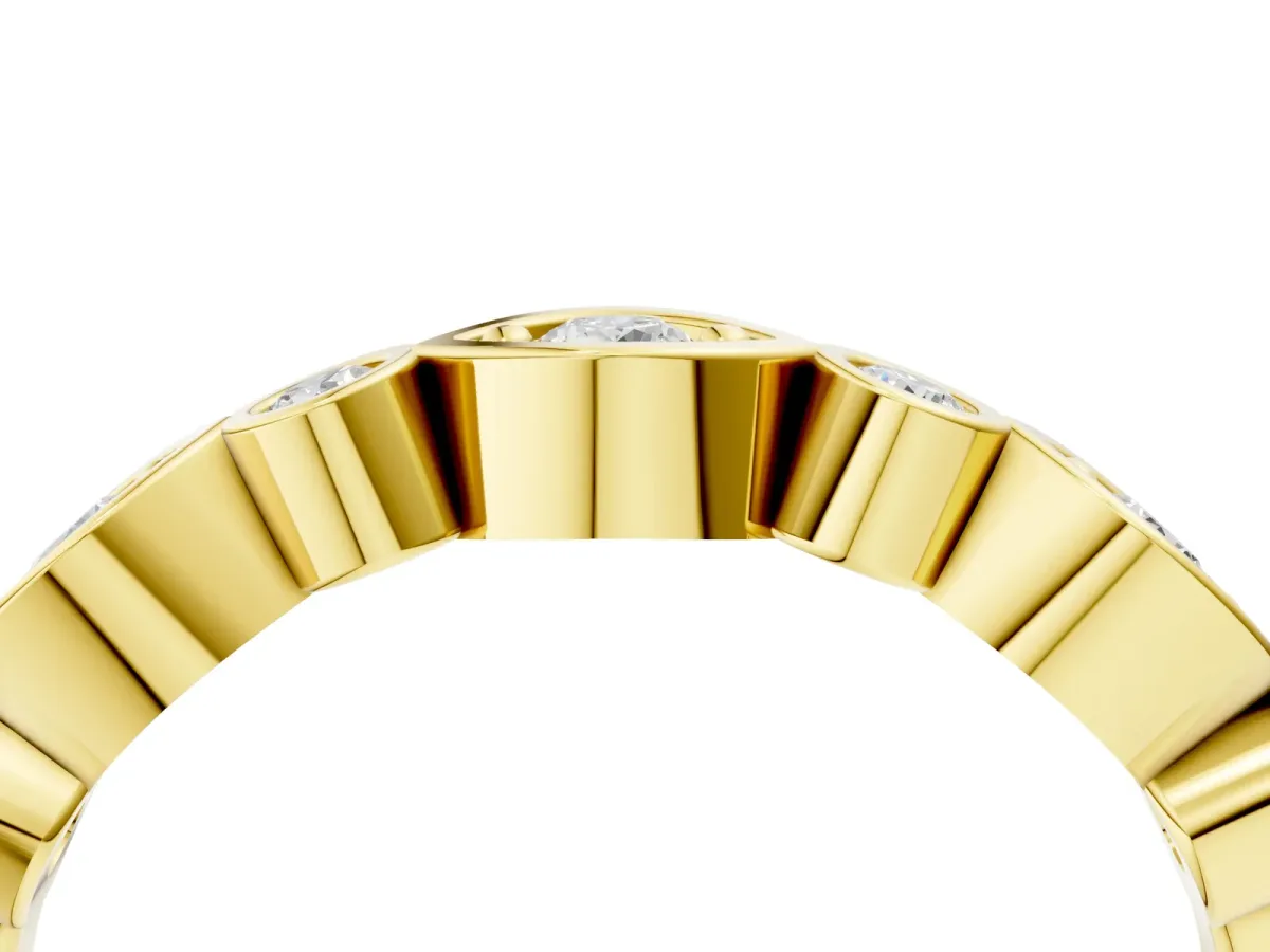 Bezel Set Mixed Shape Diamond Eternity Band Yellow gold