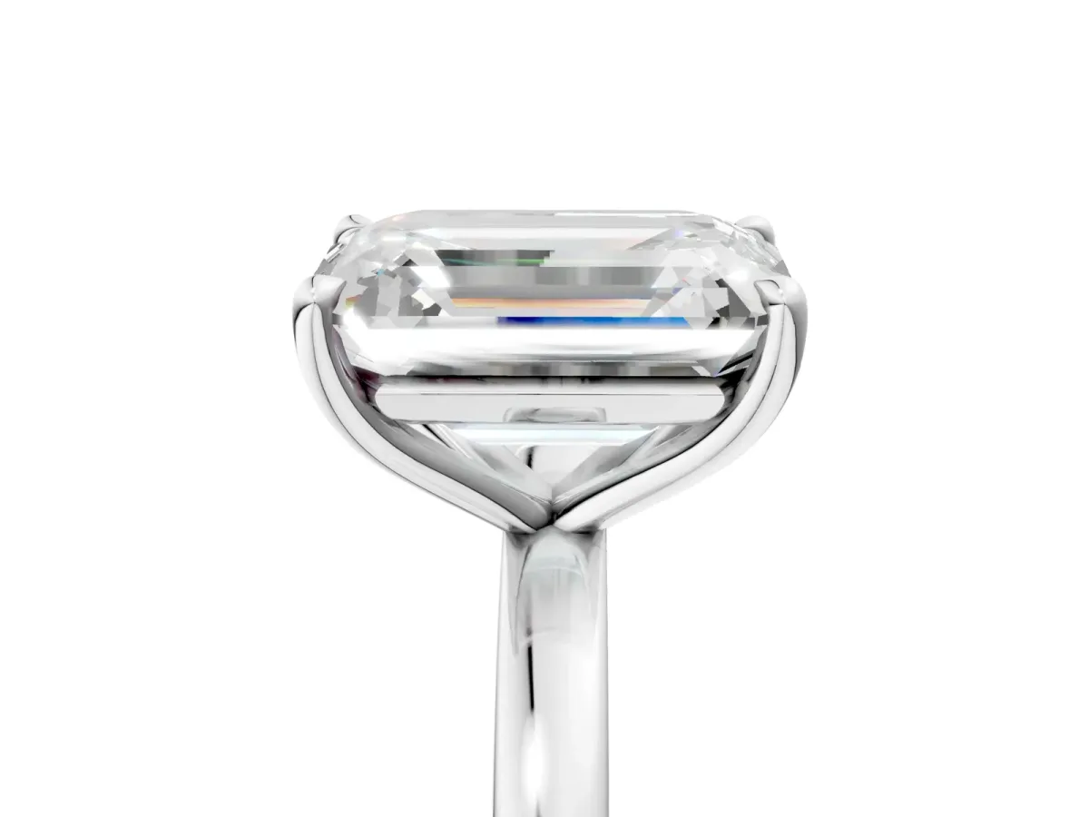 Fancy Pink Heart Cut and Emerald Cut Toi Moi Ring with Prong Setting White gold