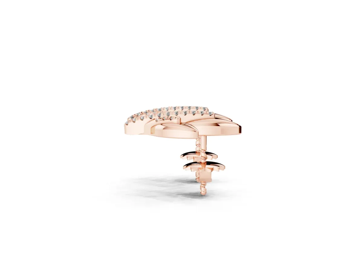 Round Diamond Olive Branch Stud Earrings Rose gold