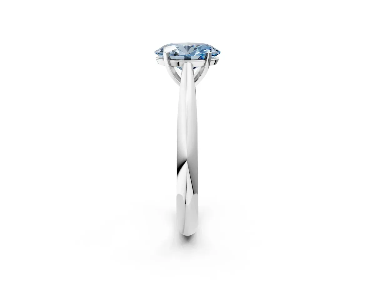 Fancy Blue Oval Cut Diamond Solitaire Engagement Ring with Cathedral Setting and Four-Prong Mount White gold