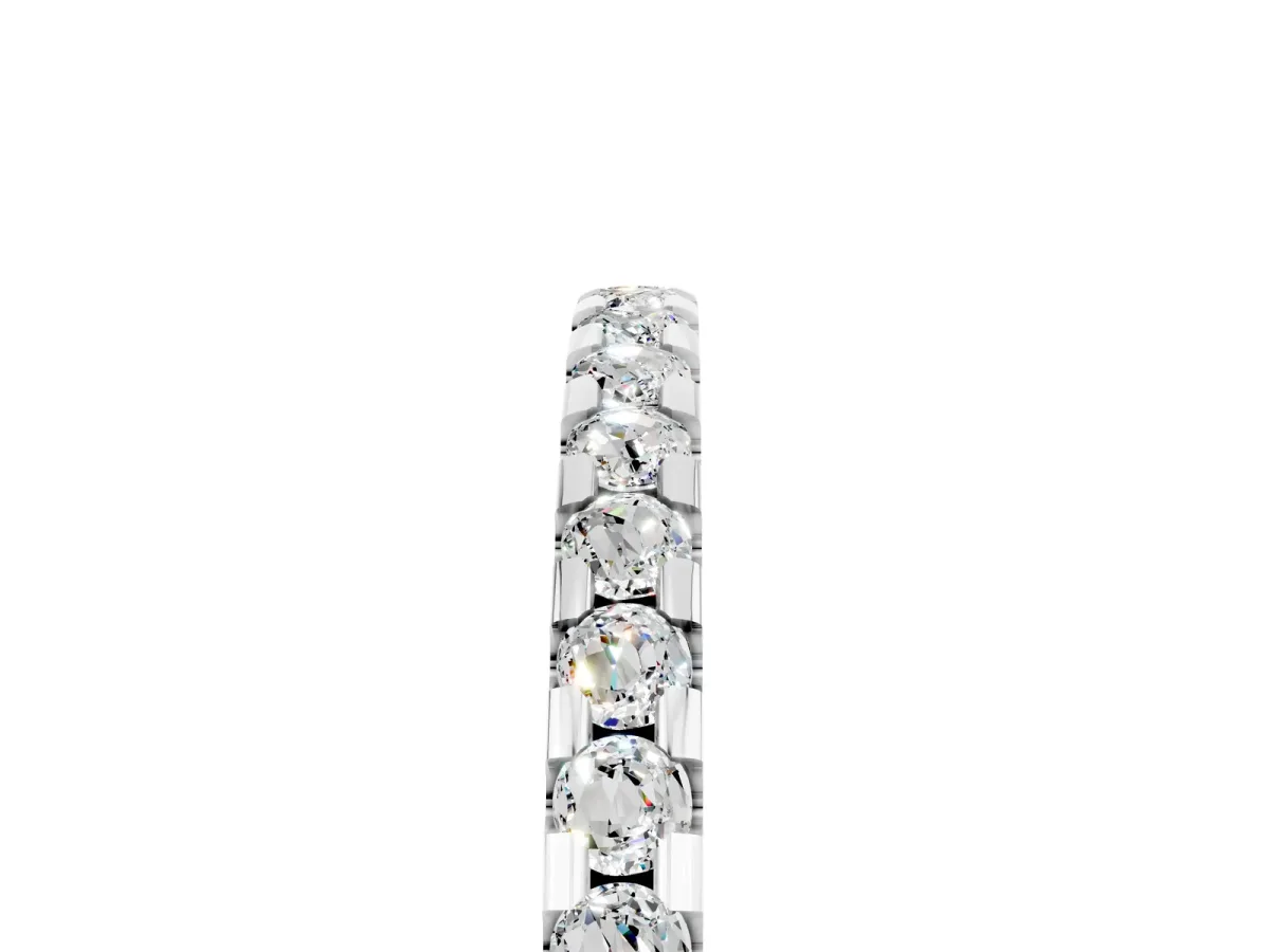 Round Moissanite Pavé Set Eternity Band with Micro Prong Setting Silver