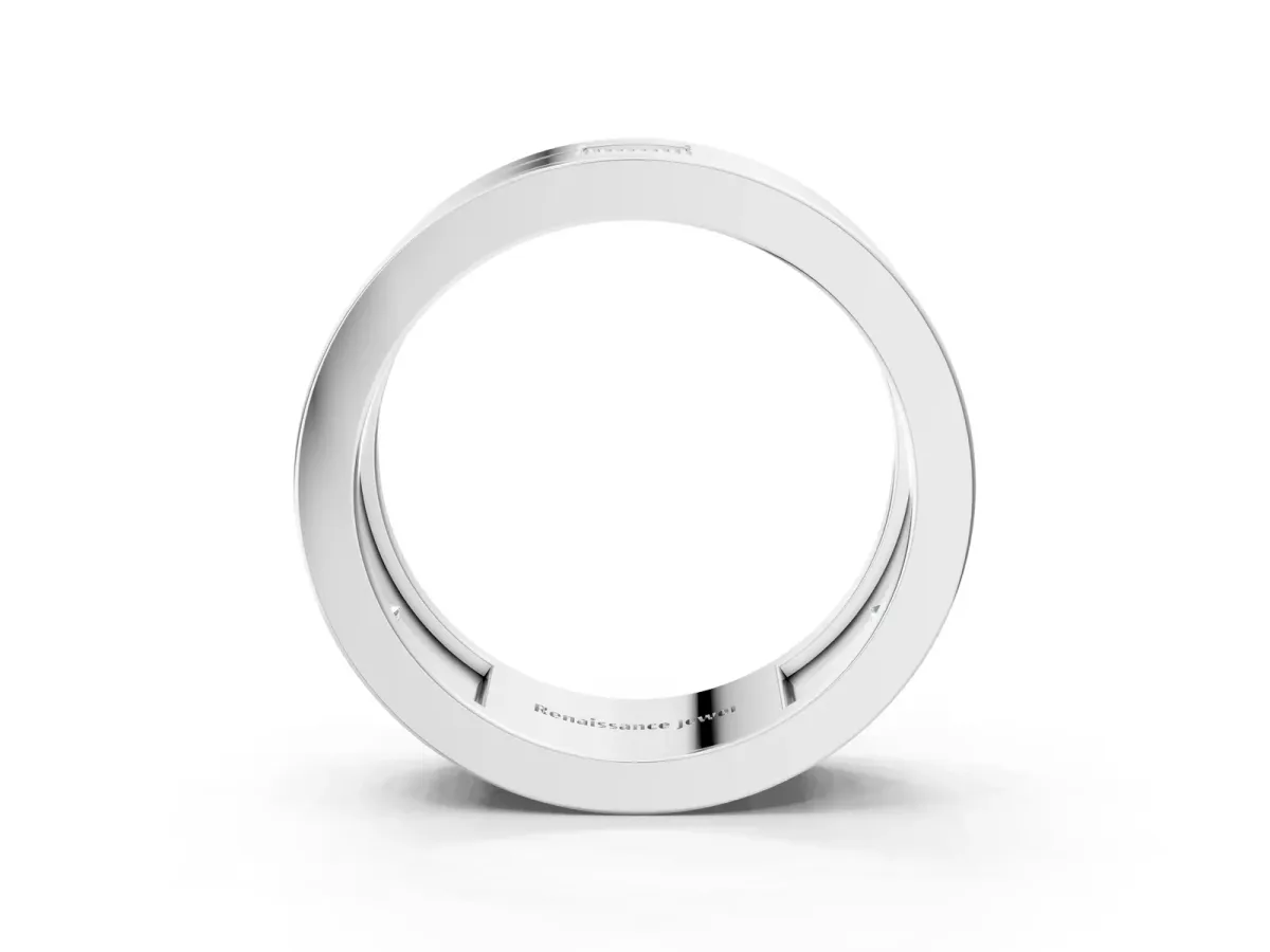 Round Diamond Square Station Mens Band Platinum