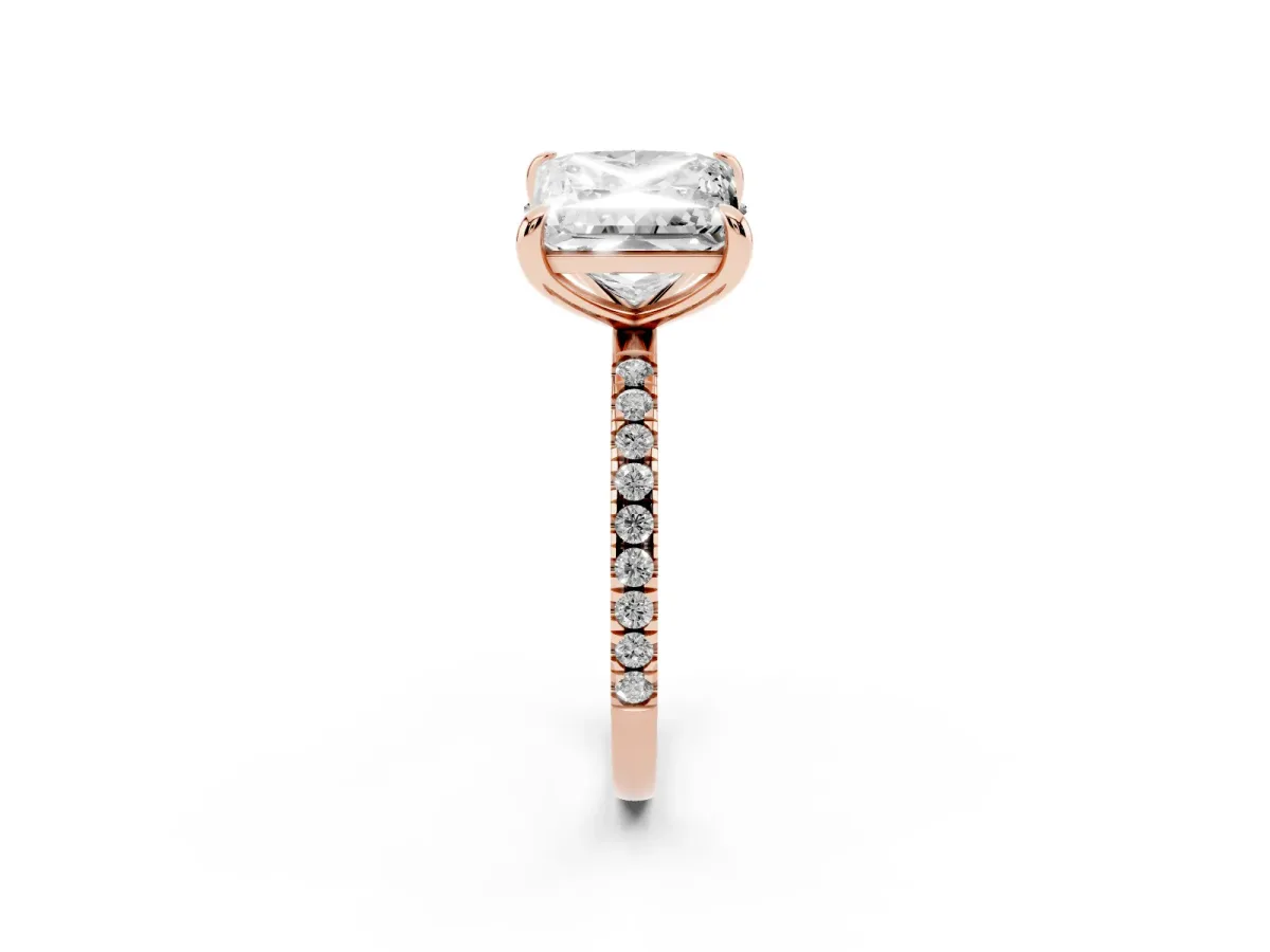 Oval and Princess Toi Moi Ring with Prong Setting and Micro Pave Band Rose gold