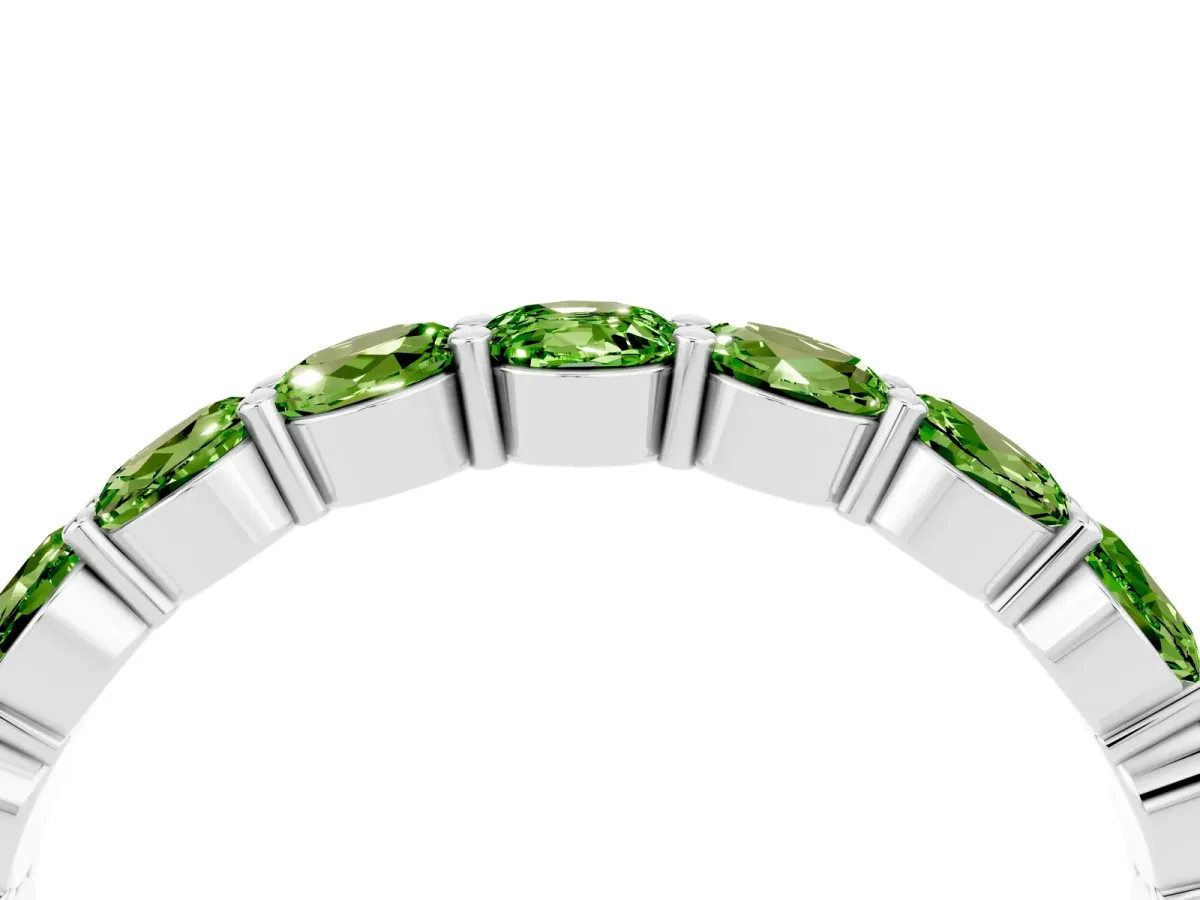 Round Peridot Eternity Band with U-Prong Setting Platinum
