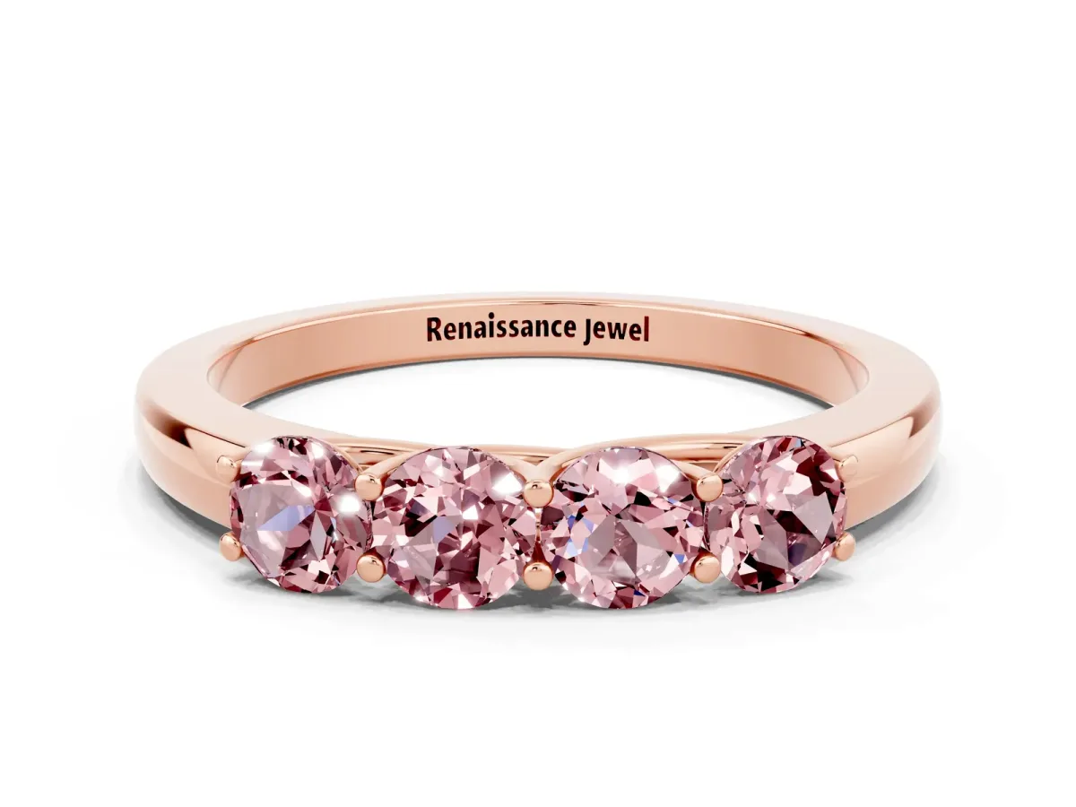 Four-Stone Round Morganite Prong-Set Band Rose gold