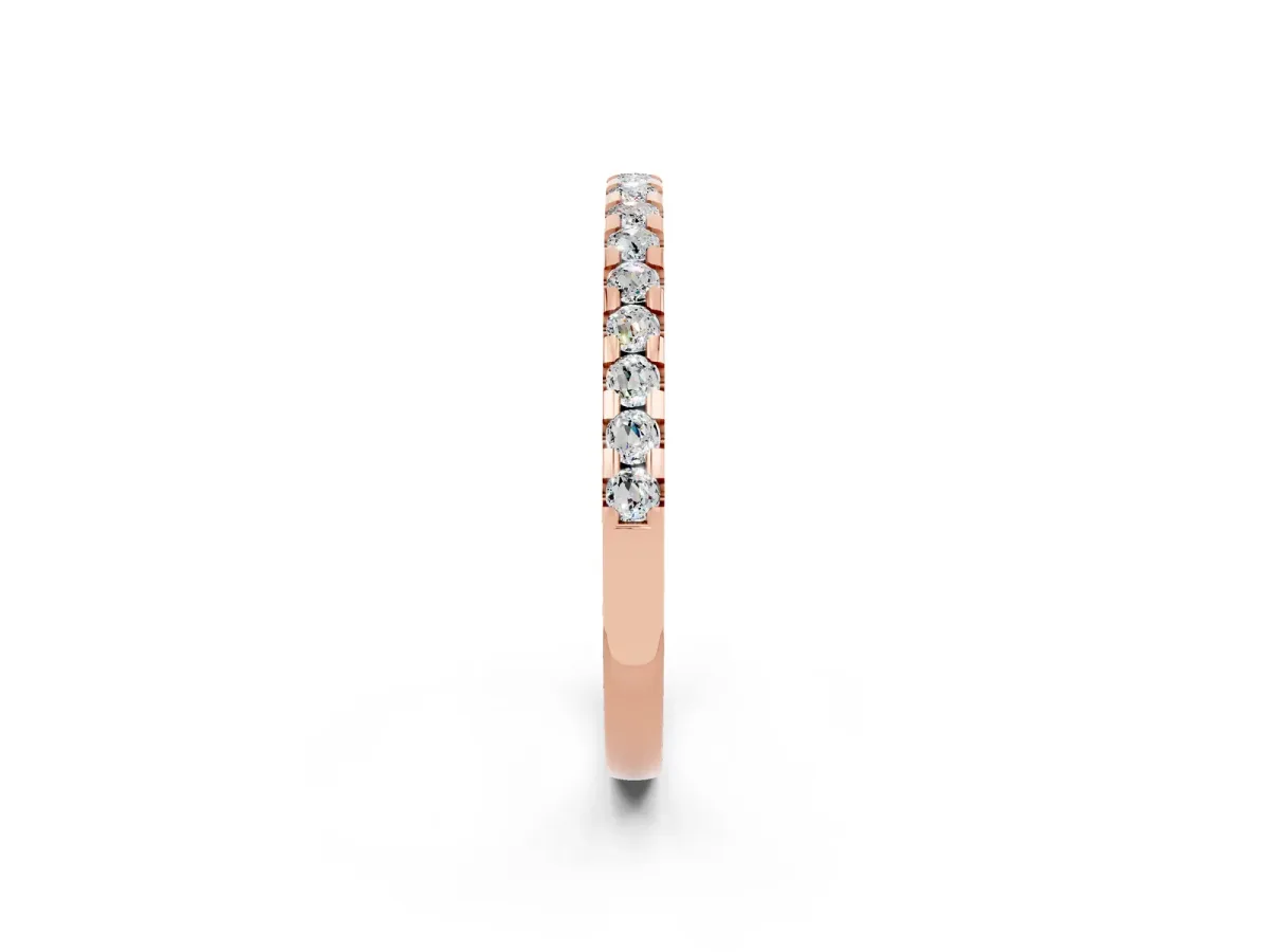 Round Moissanite Pavé Set Eternity Band with Micro Prong Setting Rose gold
