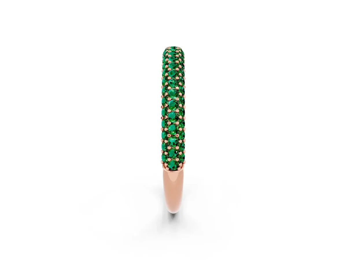 Round Emerald Pavé Eternity Band with Shared Prong Setting Rose gold