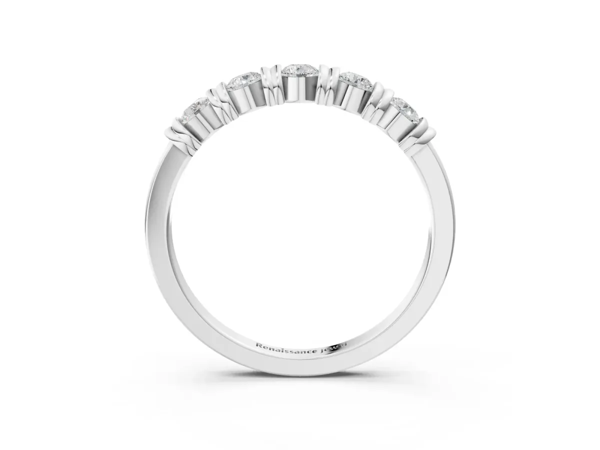 Bezel-Set Round Diamond Half-Eternity Band White gold