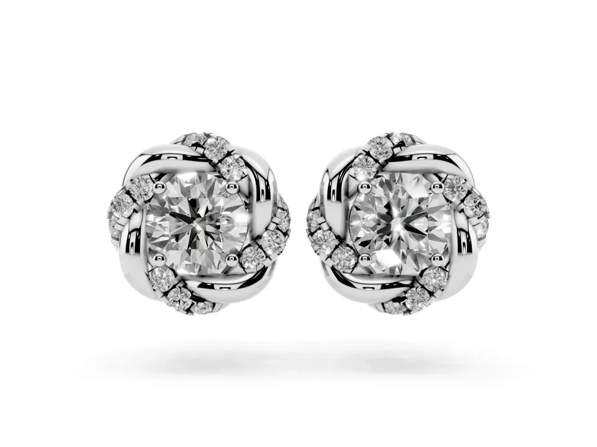 Round Diamond Oceana Halo Stud Earrings Platinum