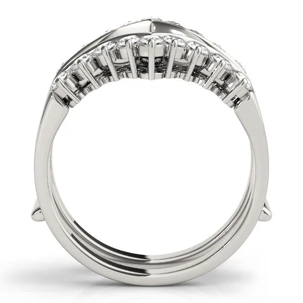 Round Diamond Chevron Eternity Band with Prong Setting Silver