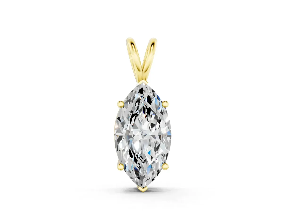 Marquise Diamond Solitaire Pendant with Prong Setting Yellow gold
