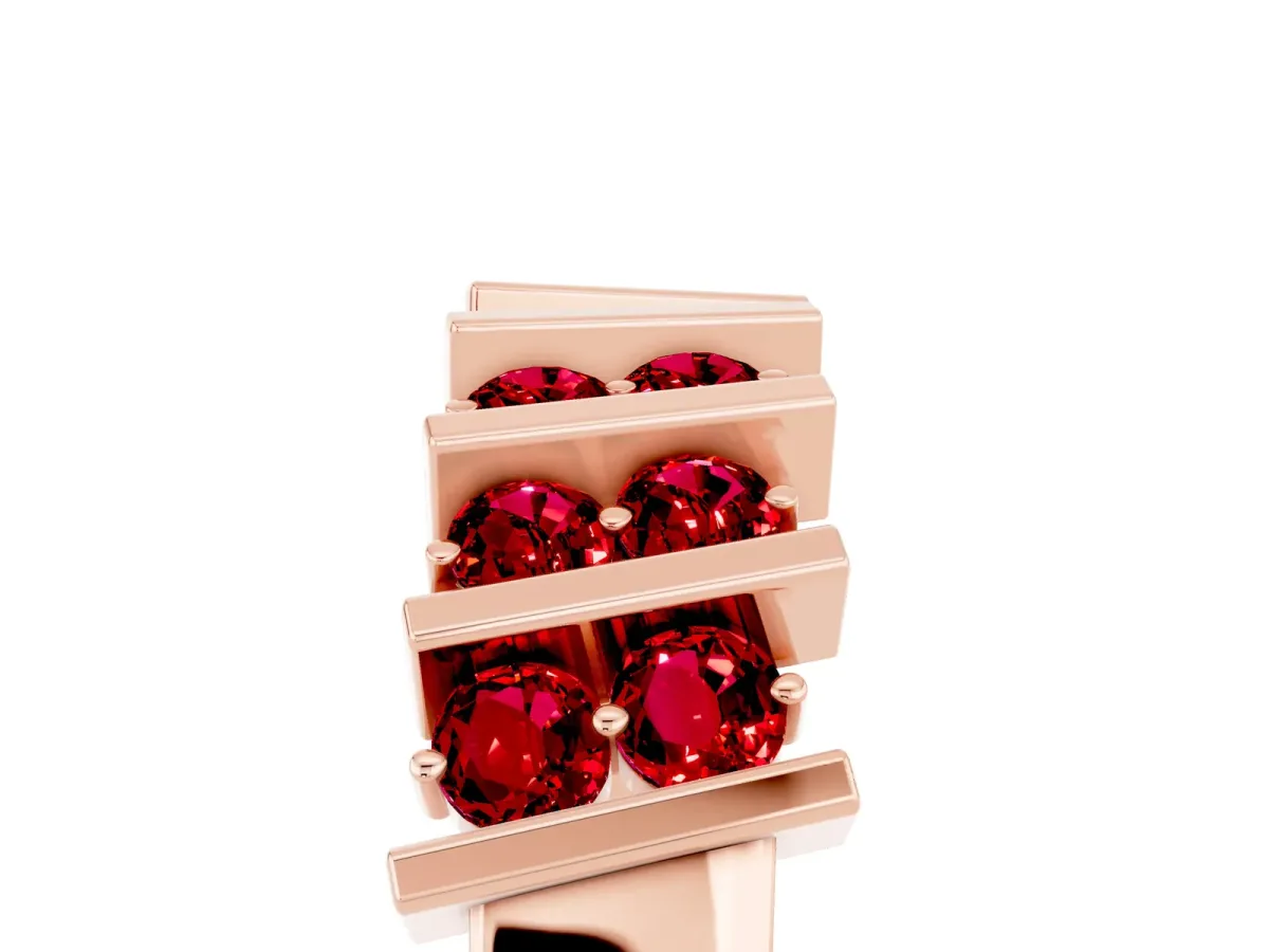 Channel Set Round Ruby Anniversary Band with Vertical Prongs Rose gold