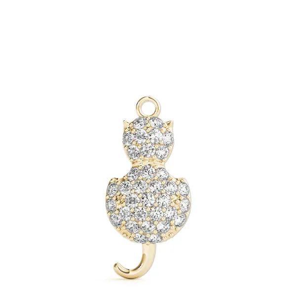 Pavé Round Prong Set Cat Pendant Yellow gold