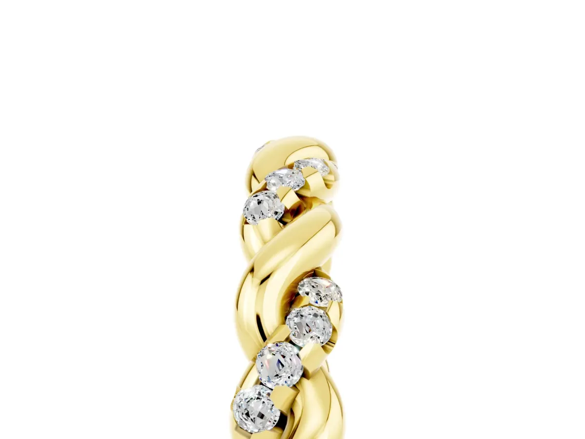 Twisted Pavé Round Moissanite Eternity Band Yellow gold