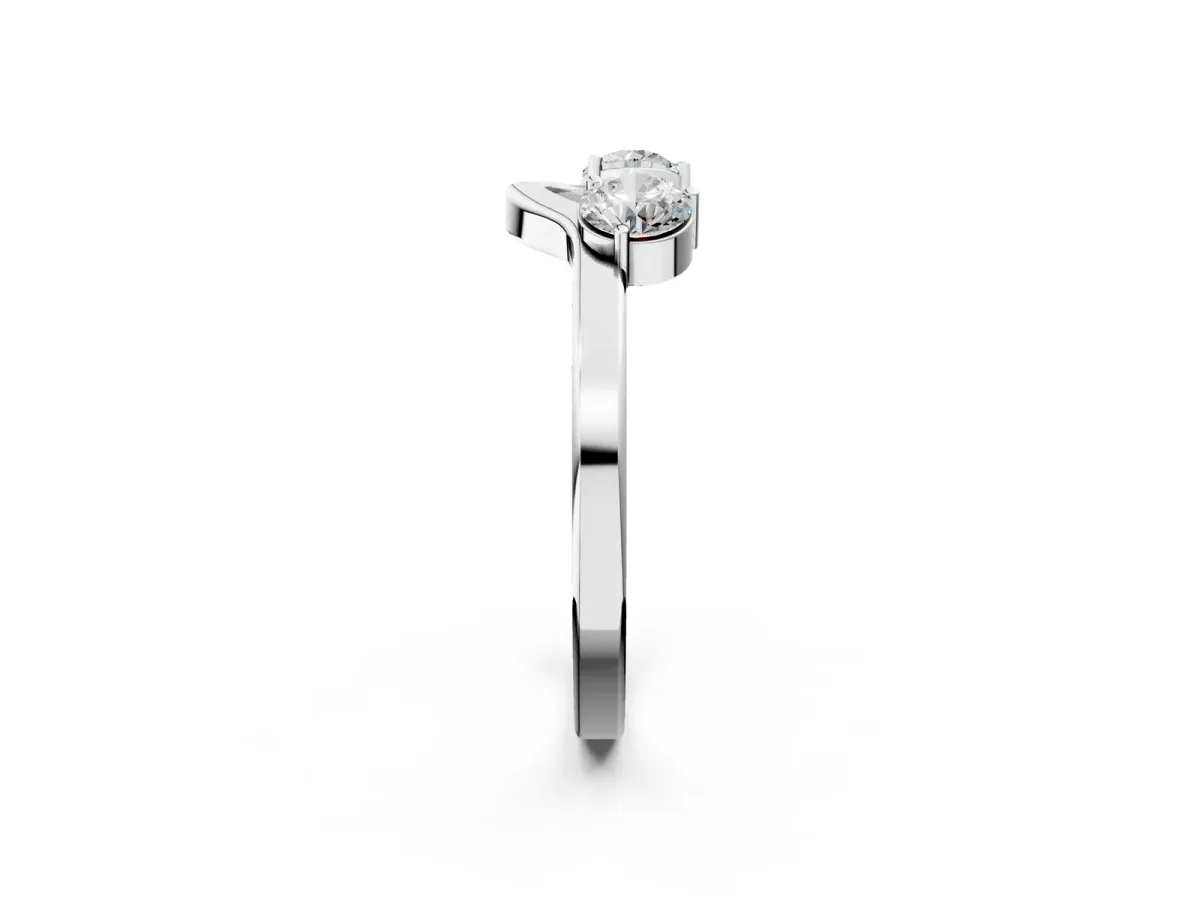 Dual Round Diamond Open Band Ring with Prong Setting White gold