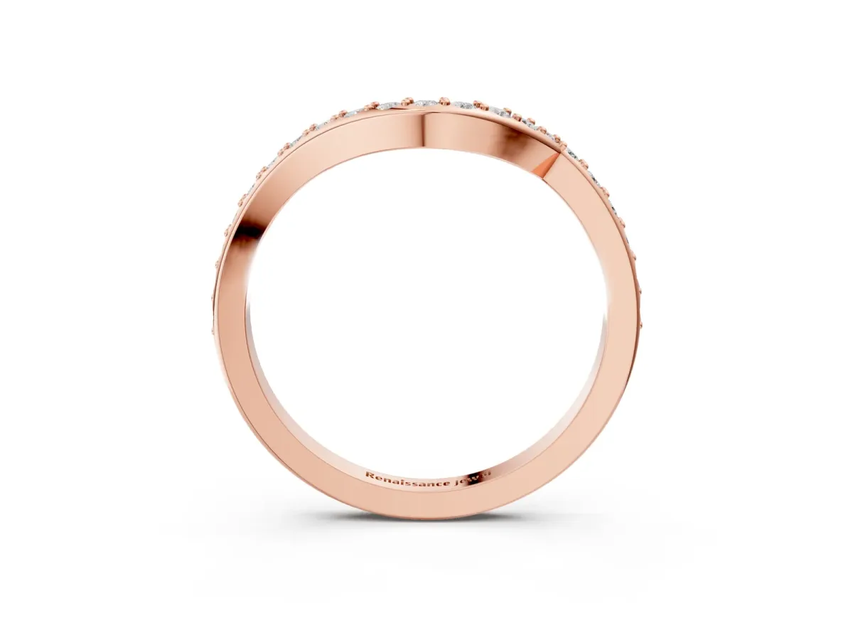 Round Diamond Pavé Twist Band with Shared Prong Setting Rose gold