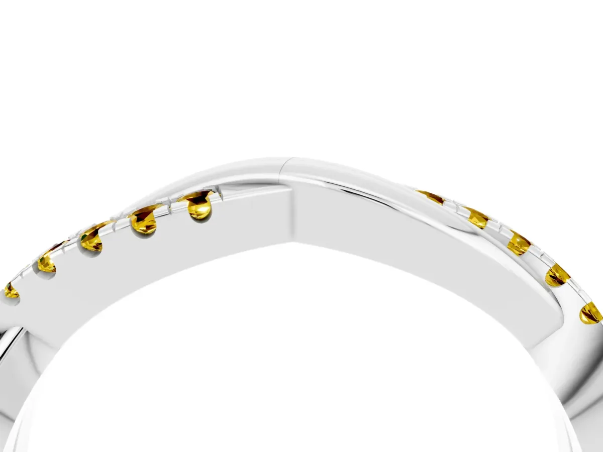 Round Yellow Sapphire Twisted Infinity Band with Prong Setting Platinum