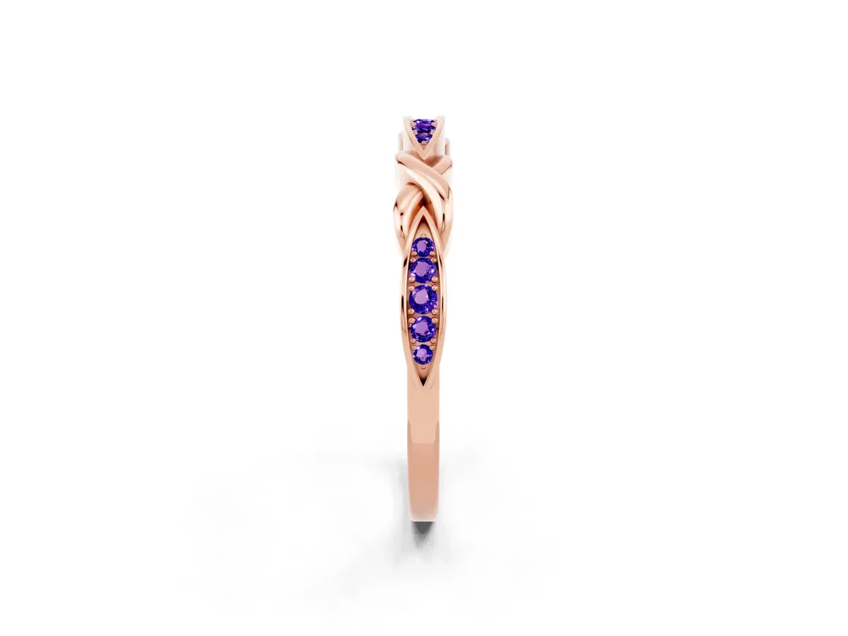 Twisted Marquise Tanzanite Pavé Band with Shared Prong Setting Rose gold