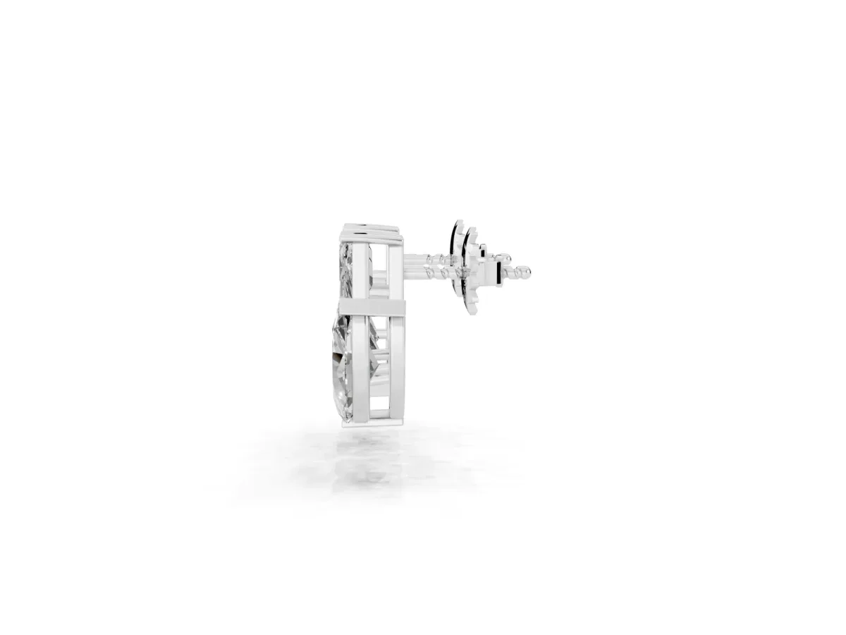Emerald, Marquise and Pear Diamond Mosaic Three Stone Fan Earrings Platinum