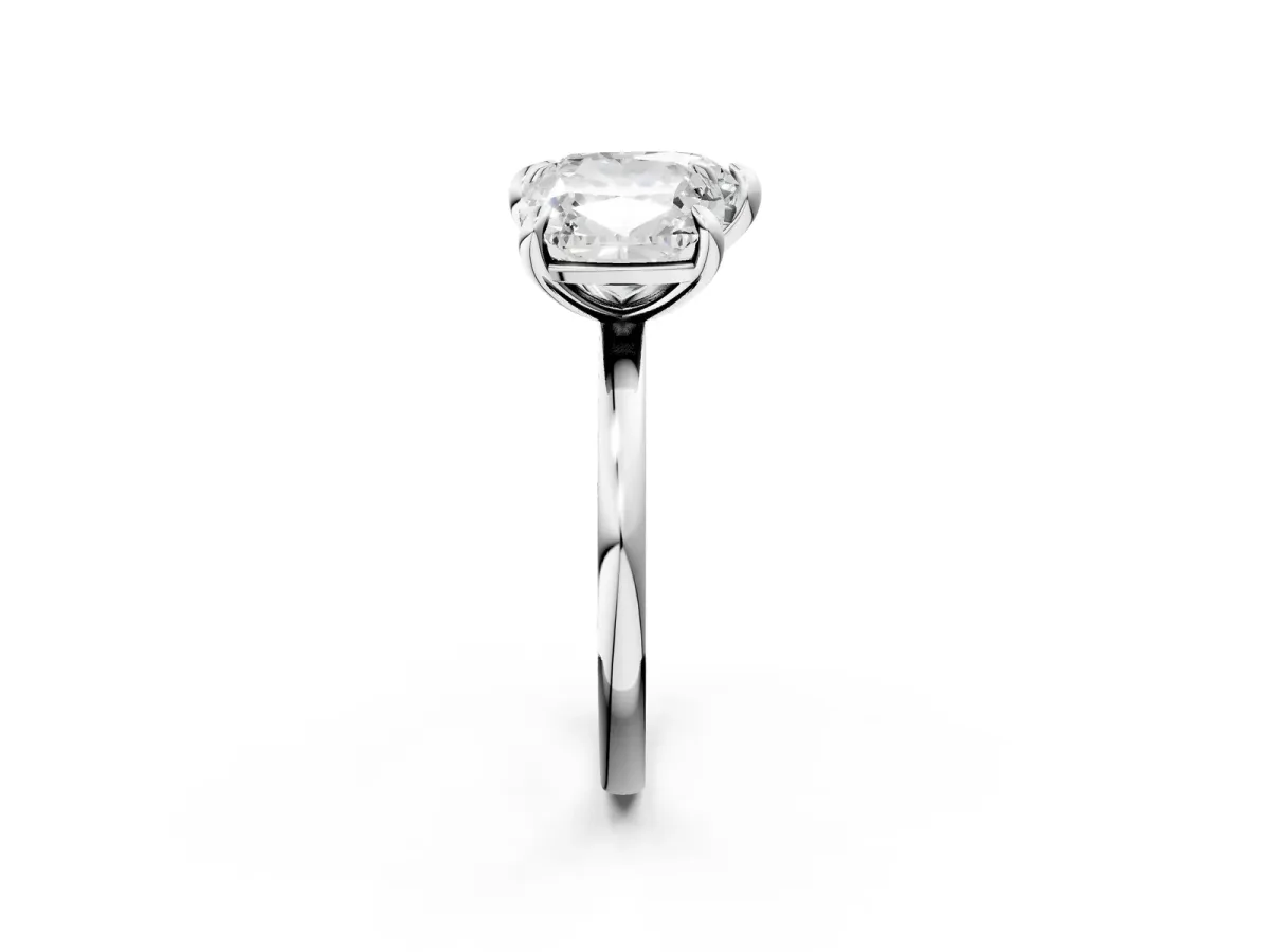 Cushion and Heart Toi Moi Ring with Prong Setting and Plain Band Silver