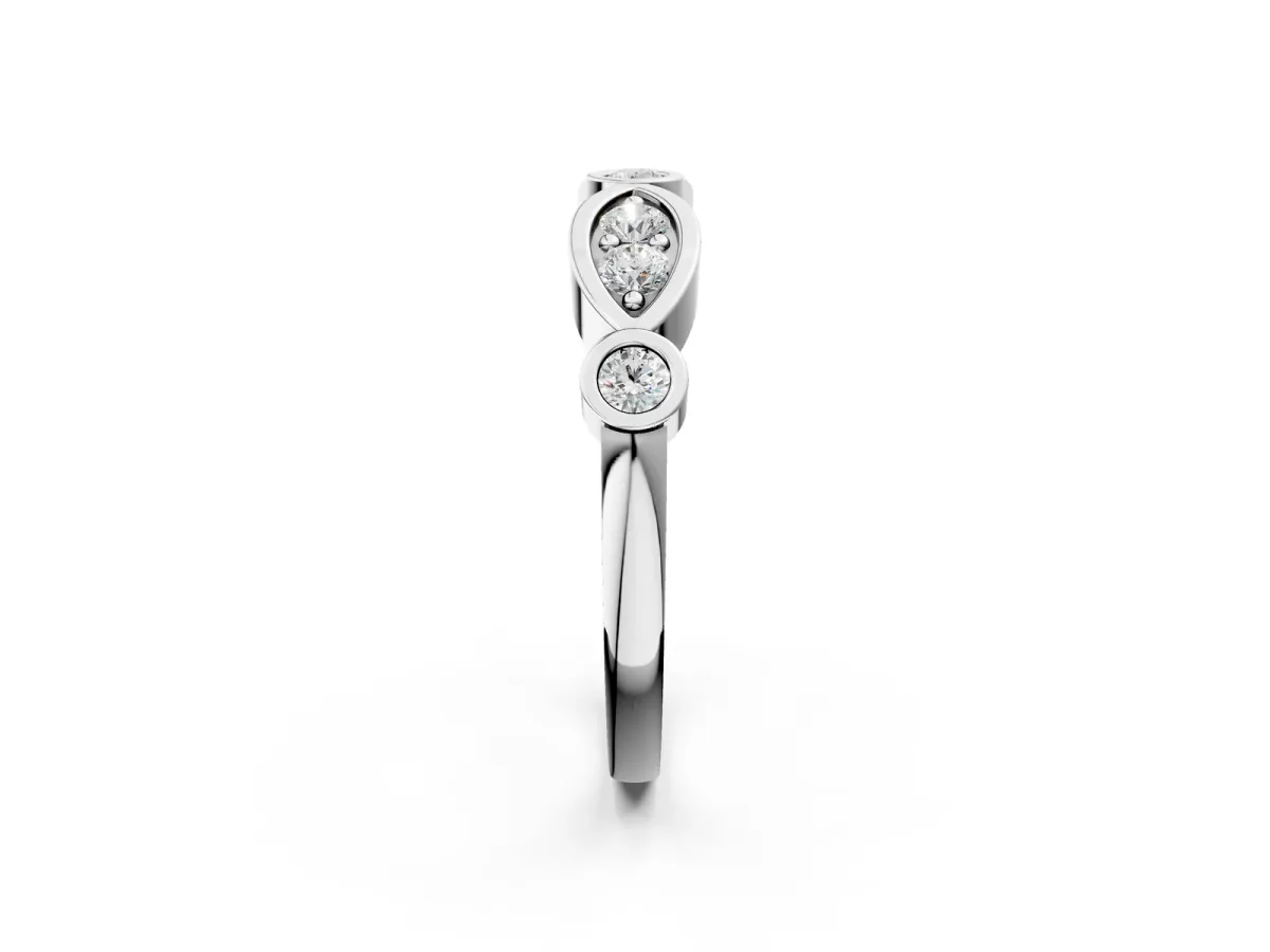 Bezel Set Round Diamond Marquise Band Platinum