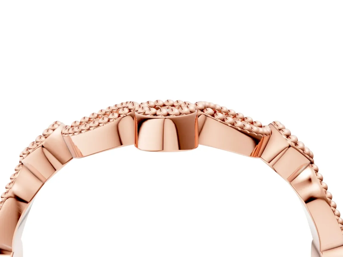 Milgrain Marquise and Round Diamond Half Eternity Band Rose gold