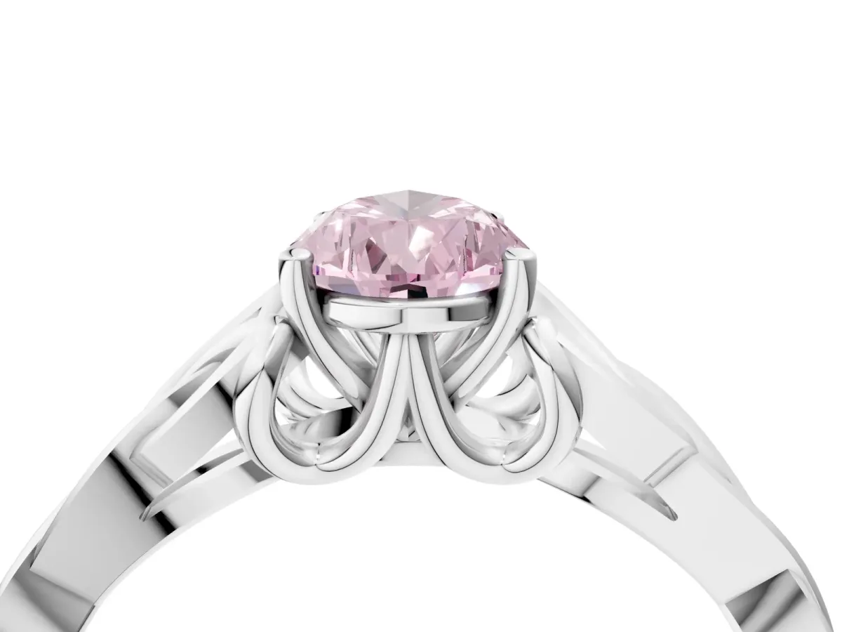 Fancy Pink Pear Cut Diamond Solitaire Celtic Knot Ring with Four-Prong Setting White gold