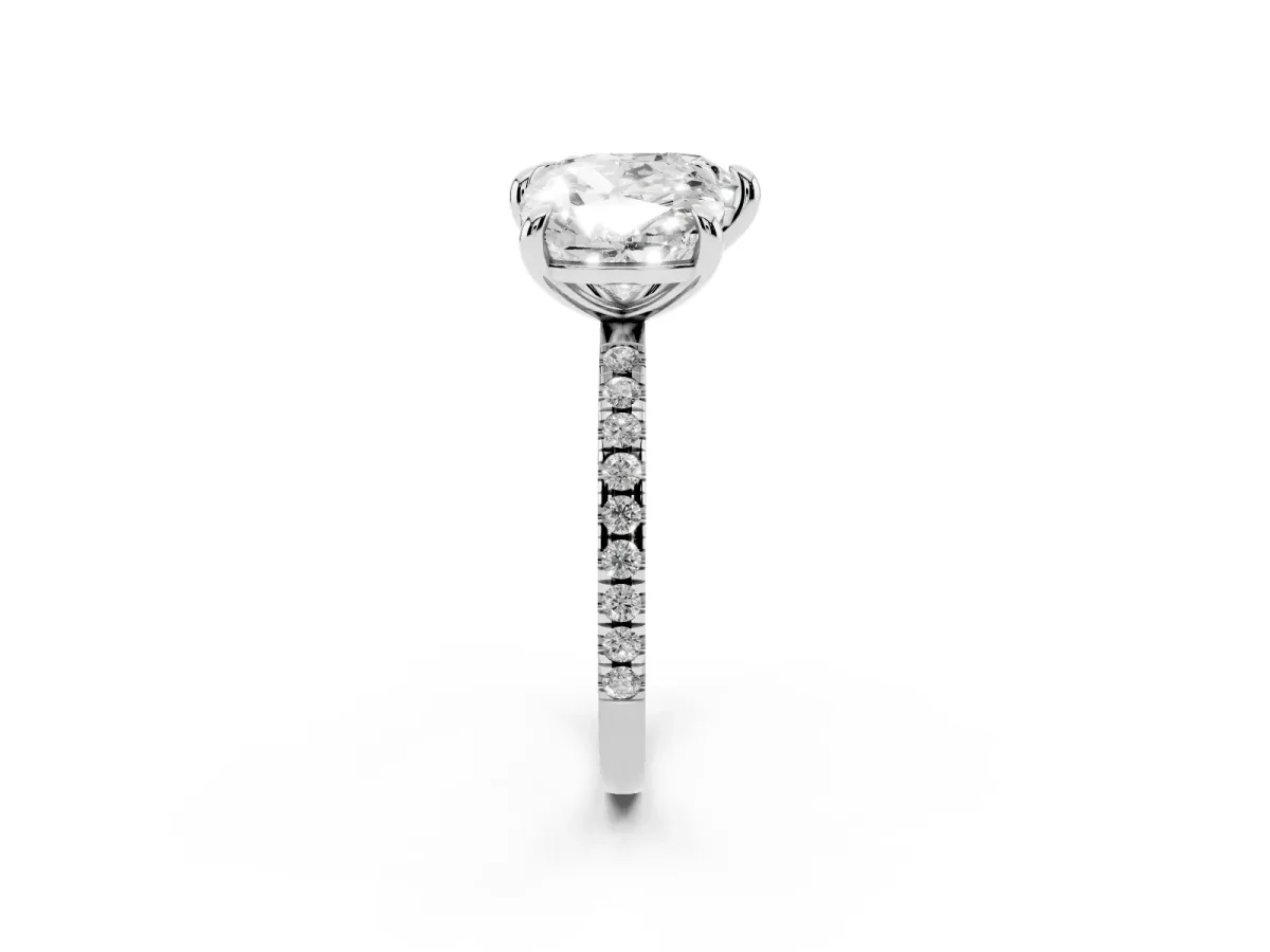 Cushion and Heart Toi Moi Ring with Prong Setting and Pave Band Silver