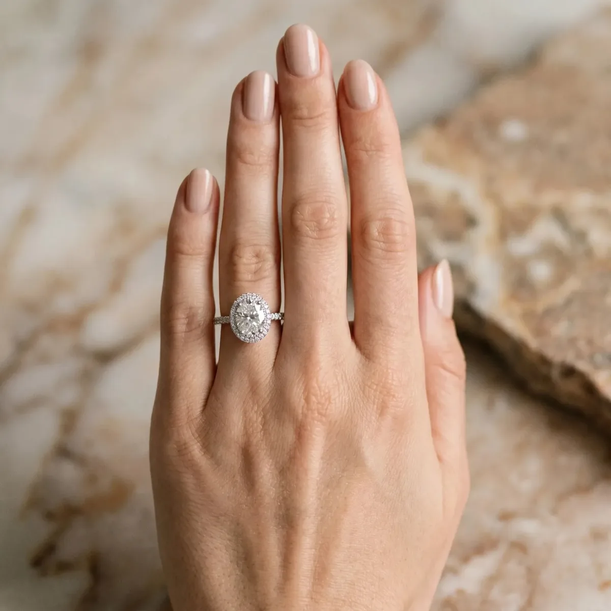 Princess Cut Diamond Halo Ring with Pavé Band and Prong Setting Silver