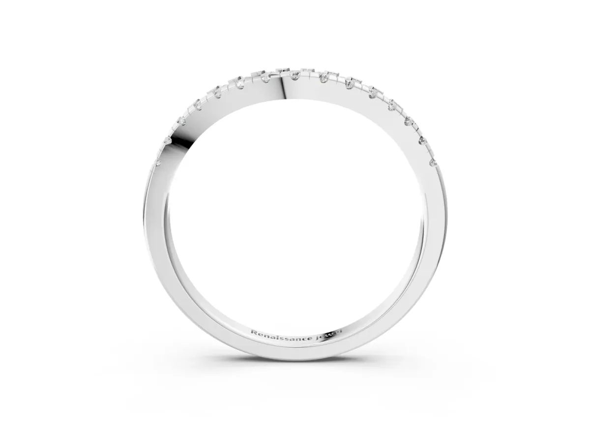 Diamond Pavé Curved Wedding Band Platinum