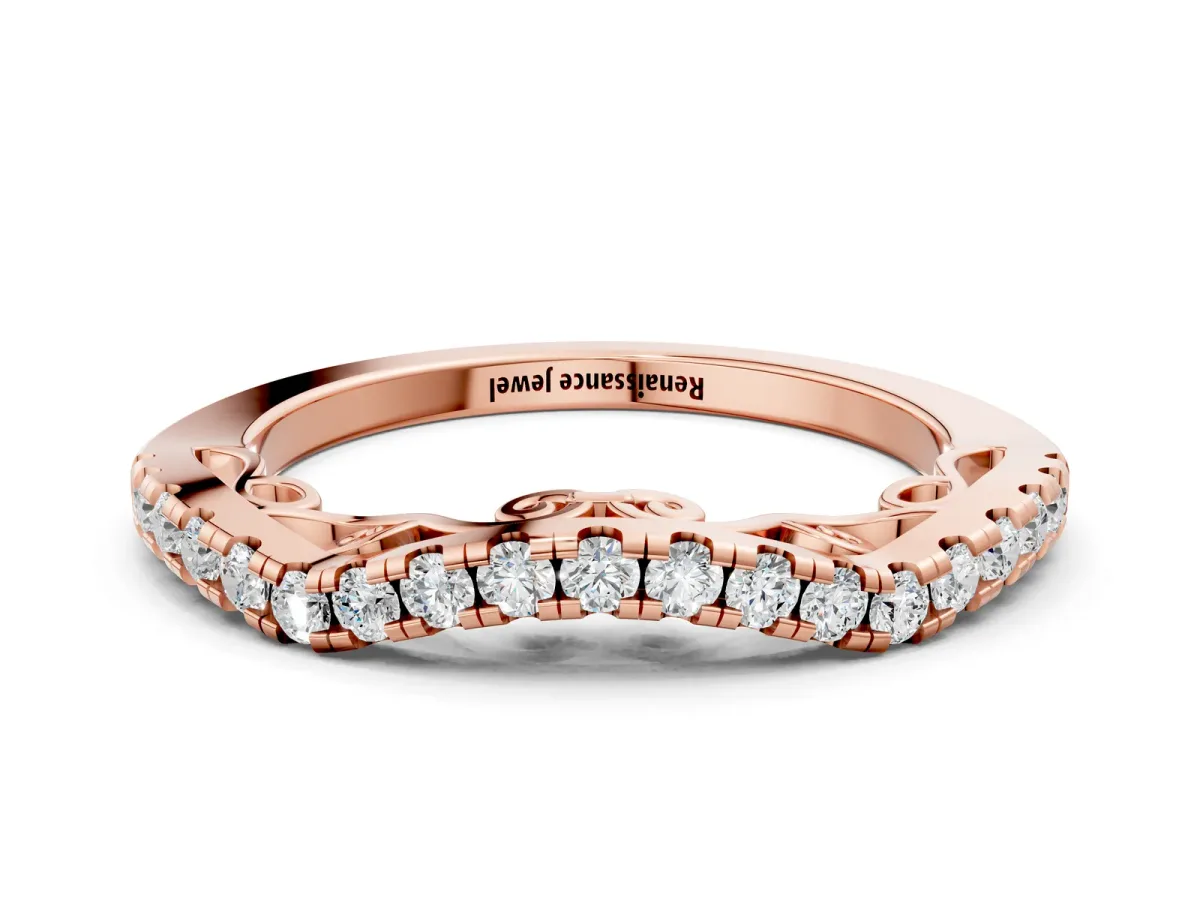 Curved Diamond Pavé Round Eternity Band with Shared Prong Setting Rose gold