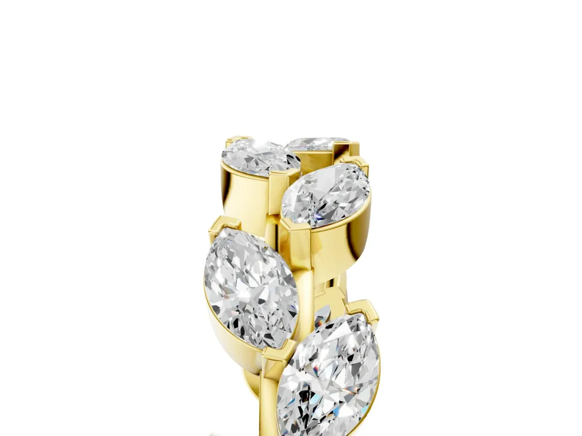 Marquise Diamond Eternity Band with Shared Prong Setting Yellow gold