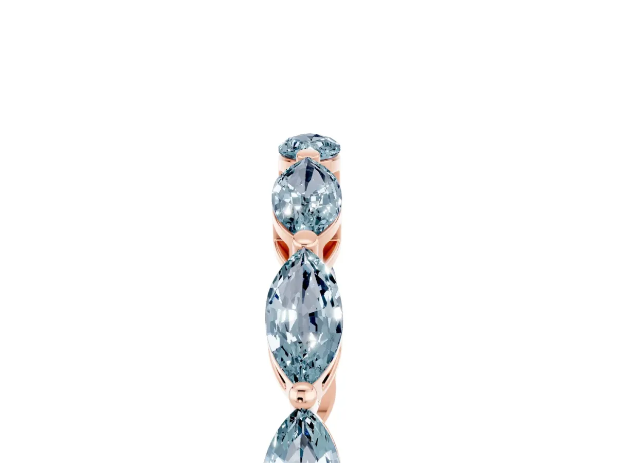 Marquise Aquamarine Eternity Band with U-Prong Setting Rose gold