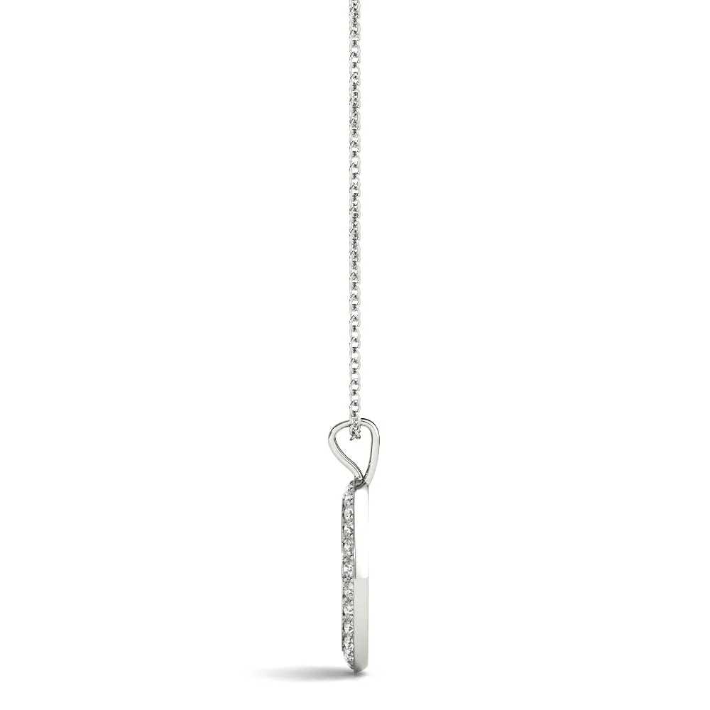 Round Brilliant Pavé-Set Diamond Peace Pendant Silver