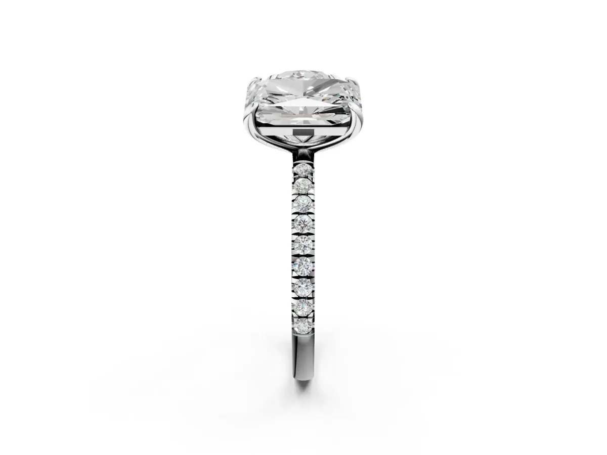 Round and Radiant Toi Moi Ring with Prong Setting and Micro Pave Band Silver