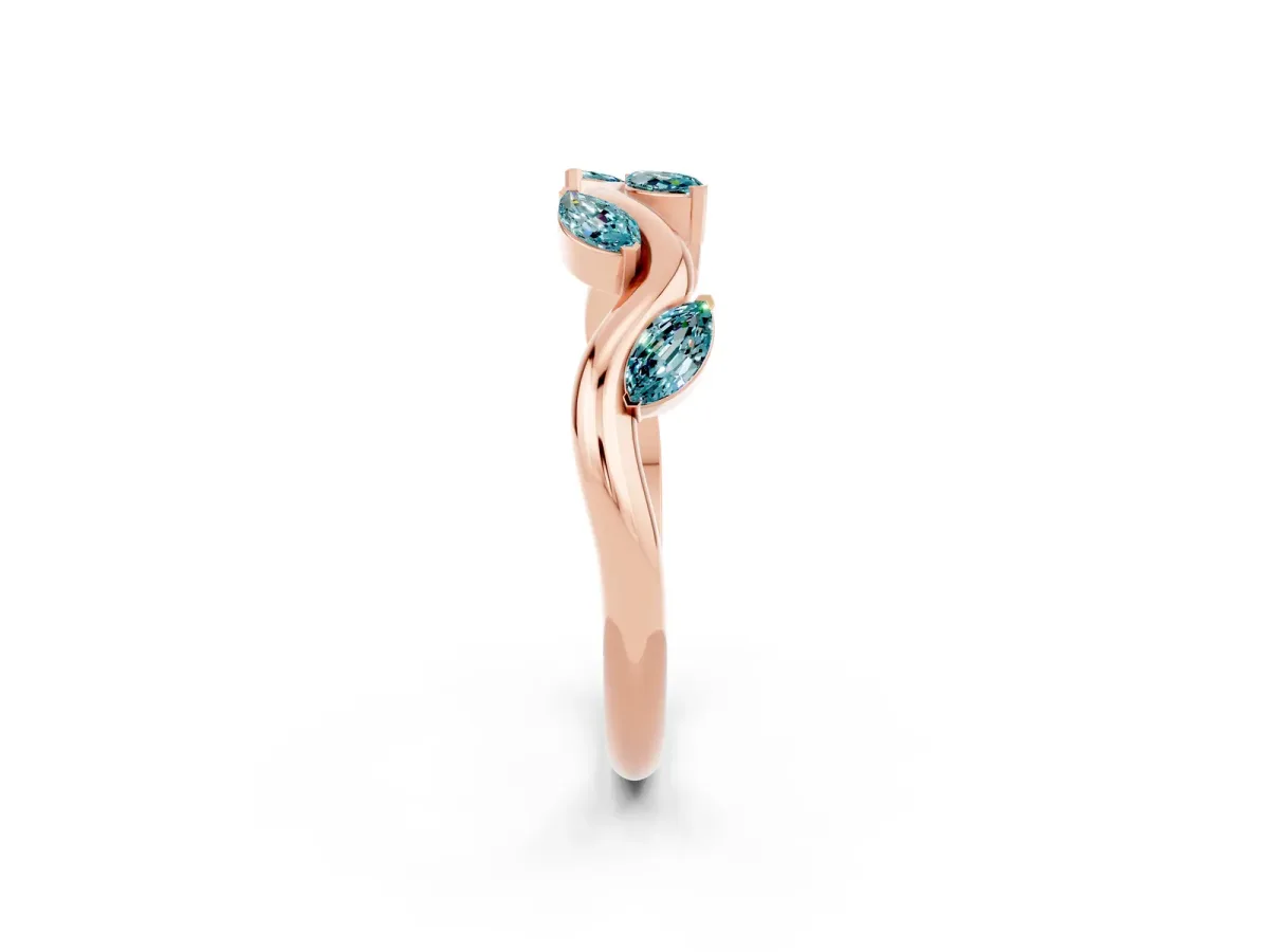 Marquise Blue Topaz Twisted Band with Prong Setting Rose gold
