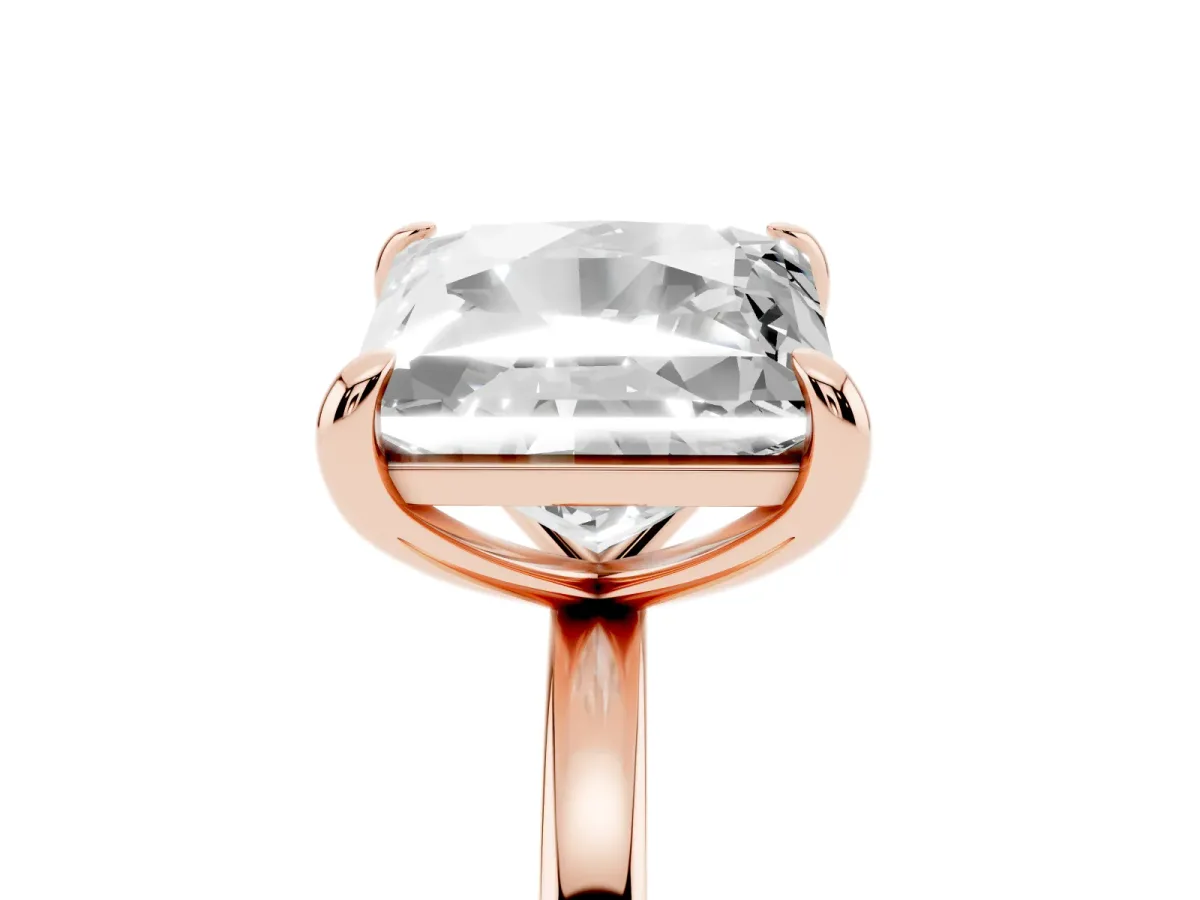 Round and Princess Toi Moi Ring with Prong Setting and Plain Band Rose gold